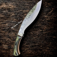 Handcrafted Gurkha Military Kukri Knife - stainless steel Damascus Blade - ZB Knives Store