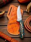 Handcrafted Belt Knife with Resin Handle & Western Sheath - ZB Knives Store