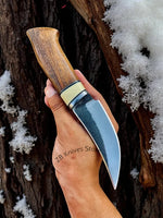 Handcrafted Fixed Blade Knife - Natural Rose wood Handle With Sheath - ZB Knives Store