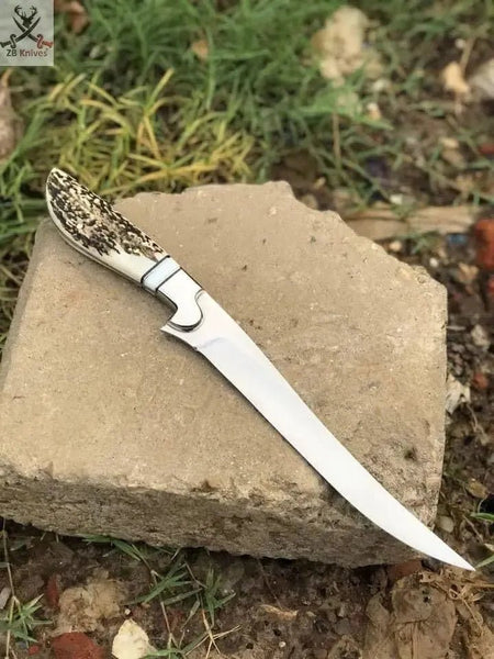 Handmade Best Fillet knife for Fisherman & Antler/Deer Horn Handle Amazing grip - ZB Knives Store