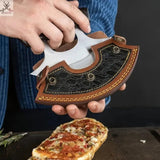 Handmade J2 Steel Ulu Knife for Indoor/Outdoor Kitchen or Camping Cutlery Brown African Wood Pizza 🍕 Cutting Slicer 🎁😉 - ZB Knives Store