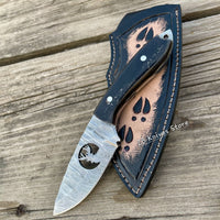 Handmade Deer Knife – 3.90" Damascus Blade with Buffalo Horn Handle & Belt Loop Sheath - ZB Knives Store