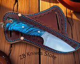 Handmade cowboy knife with full tang rasp tool steel blade and resin grip, ideal for ranch work