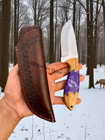 Hunting Knife – Handmade D2 Steel Blade with epoxy resin & Olivewood Handle - ZB Knives Store