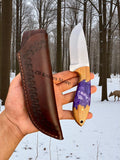 Hunting Knife – Handmade D2 Steel Blade with epoxy resin & Olivewood Handle - ZB Knives Store