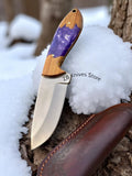 Hunting Knife – Handmade D2 Steel Blade with epoxy resin & Olivewood Handle - ZB Knives Store