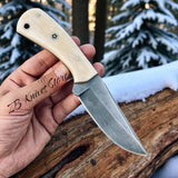 Deer Skin Best Knife – High Carbon Steel Blade With Camel Bone Handle