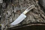 8" D2 Steel Knife Skins Deer - Hand - Forged Full Tang + Leather Sheath - ZB Knives Store