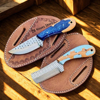 Ranch Cowboy Knives and Sheaths – 7.25" Rasp Steel with Olive Resin Handle - ZB Knives Store