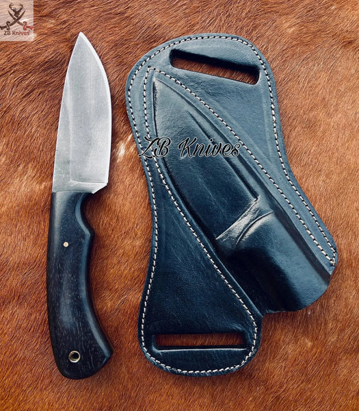 Professional Skinning Knife – Hand - Forged High Carbon Blade & Black Wood Grip - ZB Knives Store