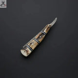 Stag Horn handmade Razor With Leather Sheath Handcrafted Damascus Razor for the Discerning Gentleman ZB Knives Store