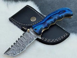 Tactical Defender Folding Pocket Knife – 8" Custom Handmade Damascus Steel Blade with Exotic Pakka Wood Handle - ZB Knives Store