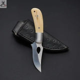 The Fieldmaster's Companion: 7.5 - Inch Skinning Hunting Knife with Full Tang D2 Steel Blade, Bone Handle, and Steel Bolster - ZB Knives Store