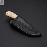 The Fieldmaster's Companion: 7.5 - Inch Skinning Hunting Knife with Full Tang D2 Steel Blade, Bone Handle, and Steel Bolster - ZB Knives Store