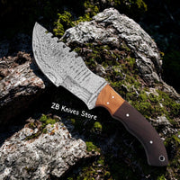 Tom Tracker – 10" Damascus Steel Knife with Olive Wood & Rosewood Handle - ZB Knives Store
