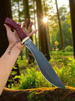 Top Rated Bowie Knife - High Carbon Steel Blade & Dark Redwood Handle - ZB Knives Store