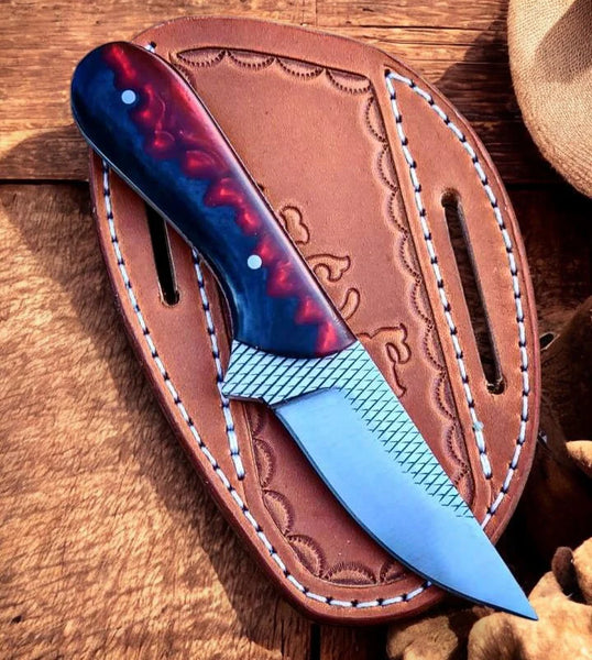 Western-style Ranch Cowboy Knife - Rasp Steel Blade With Belt Sheath
