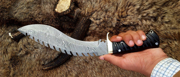 Best Kukri Knife - Handcrafted Damascus kukri Blade & Buffalo Horn Handle