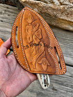Belt Knife – 6.75" Damascus Steel Blade with Antler Horn Handle & Brass Bolster - ZB Knives Store