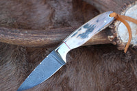 Handmade Cowboy Knife with Western Leather Sheath - Antler Horn Handle