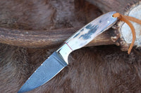 Handmade Cowboy Knife with Western Leather Sheath - Antler Horn Handle - ZB Knives Store