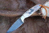 Handmade Cowboy Knife with Western Leather Sheath - Antler Horn Handle