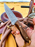 Handcrafted Buckaroo Ranch Knife with sheath – 6.25" Handmade Damascus Steel Blade