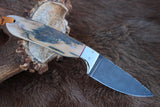 Handmade Cowboy Knife with Western Leather Sheath - Antler Horn Handle