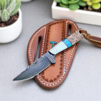Cowboy Ranch Knife and Sheath – 7” Damascus Steel - ZB Knives Store