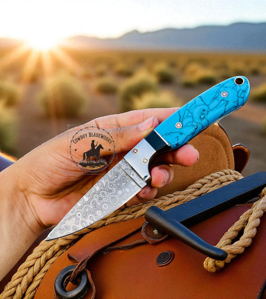 Handmade Cowboy Western Knife with boot leather sheath
