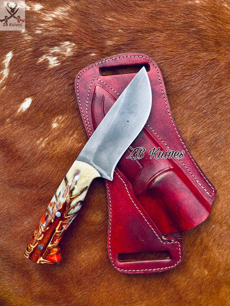 9" hand forged knife + Leather Sheath - ZB Knives Store