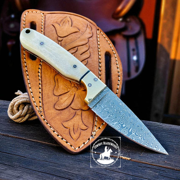 Handmade Cowboy Western Knife with boot leather sheath