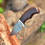 EDC Wood Handle Knife - Damascus Steel Blade With Custom Leather Knife Sheath