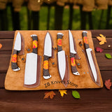6 piece custom kitchen knives set with forged stainless steel blades and wenge wood resin handles by ZB Knives Store