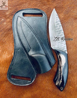 Custom Buffalo Horn Handle Knife – 8.5" High Carbon Steel Blade & Leather Sheath - ZB Knives Store