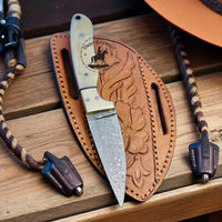 Handmade Cowboy Western Knife and leather sheath or bone handle