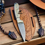 Handmade Cowboy Western Knife and leather sheath or bone handle