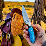 Handmade Cowboy Western Knife and leather sheath or deer horn handle