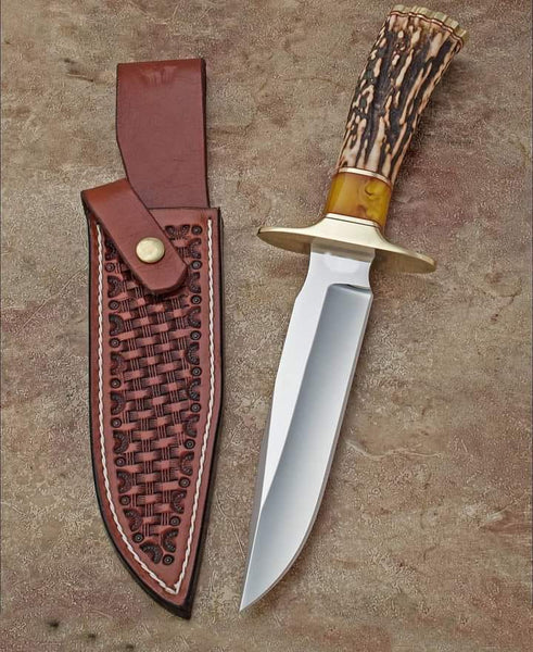 15" Inches HAND FORGED D2 Steel Hunting Bowie knife + Leather Sheath