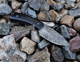7.5" Inches HAND FORGED Full Tang Damascus Steel Skinning Knife + leather sheath ZB Knives Store