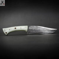 9.75" Inches HAND FORGED Full Tang Damascus Steel Hunting Knife + leather sheath ZB Knives Store