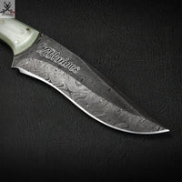 9.75" Inches HAND FORGED Full Tang Damascus Steel Hunting Knife + leather sheath ZB Knives Store