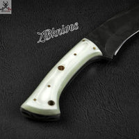 9.75" Inches HAND FORGED Full Tang Damascus Steel Hunting Knife + leather sheath ZB Knives Store