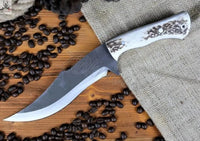 Big Knife For Hunting - Handmade High Carbon Steel with Antler Horn Handle 