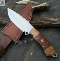 Premium 8" Custom Skinning Knife | J2 Steel | Hunter's Choice /Leather Sheath