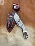 Hook Knife Damascus Steel Turkey Cut Blade  ZB Knives Store