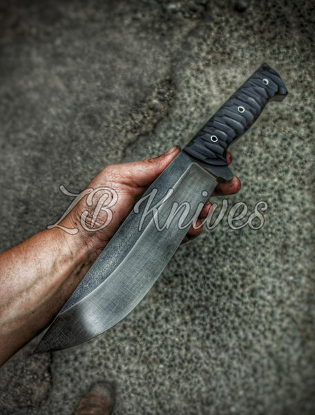 15”Hand Forged 1065 High Carbon steel Hunting Bowie Knife+ leather sheath